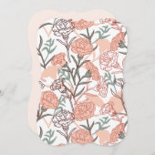 自然インスパイアフローラ：カーネーション花模様 招待状 (正面/裏面)