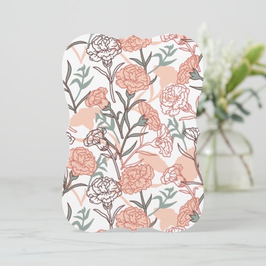 自然インスパイアフローラ：カーネーション花模様 招待状 (スタンド正面)