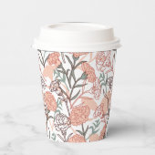 自然インスパイアフローラ：カーネーション花模様 紙コップ (左)