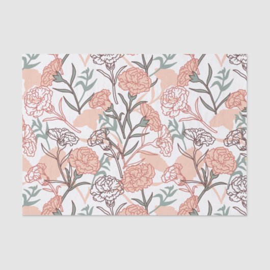 自然インスパイアフローラ：カーネーション花模様 薄葉紙 (正面)