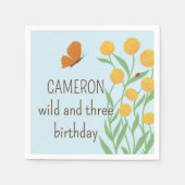 自然インスパイアワイルド&スリーキッド誕生日 スタンダードカクテルナプキン (正面)