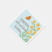 自然インスパイアワイルド&スリーキッド誕生日 スタンダードカクテルナプキン (角)