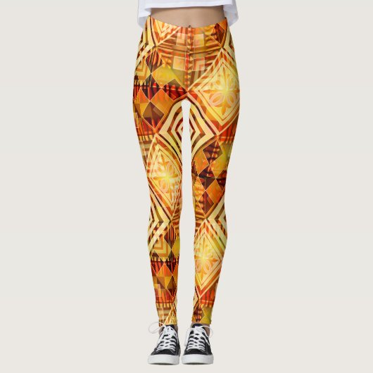 自然インスパイア抽象芸術幾何学模様 レギンス (正面)