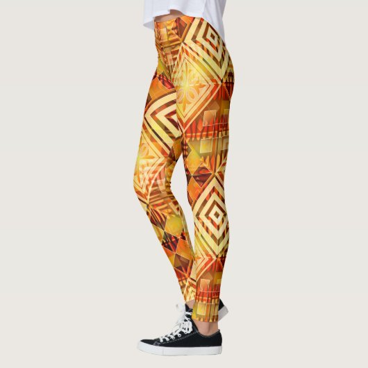 自然インスパイア抽象芸術幾何学模様 レギンス (左)