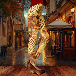 自然インスパイア抽象芸術幾何学模様 レギンス