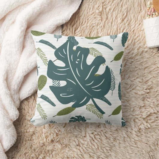 自然インスパイア葉パターン クッション (ブランケット)