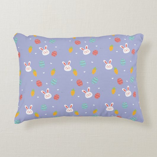 自然イースターバンニーフローラルパターンエッグ狩りラブ アクセントクッション (正面)