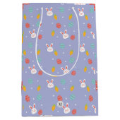 自然イースターバンニーフローラルパターンエッグ狩りラブ ミディアムペーパーバッグ (正面)