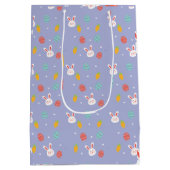 自然イースターバンニーフローラルパターンエッグ狩りラブ ミディアムペーパーバッグ (裏面)