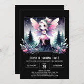 自然ウィムシーフェアリー誕生日 招待状 (正面/裏面)