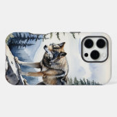 自然ウィルダネスマウンテンズウルフウルフ iPhoneケース (裏面横)