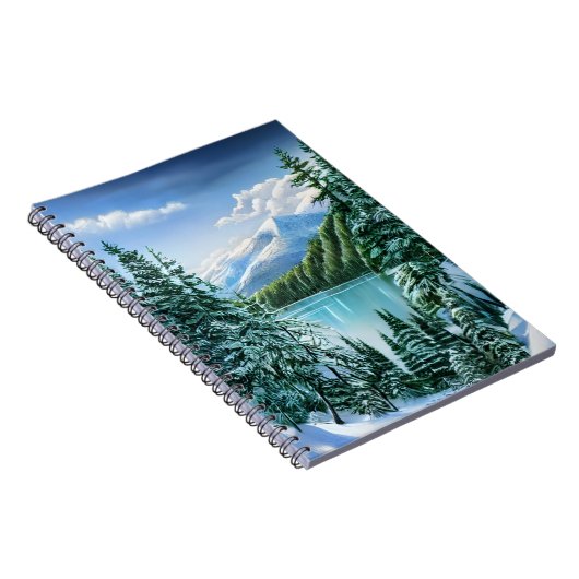 自然ウィンタースカイマウンテンレイクパインツリーズ ノートブック (右側)