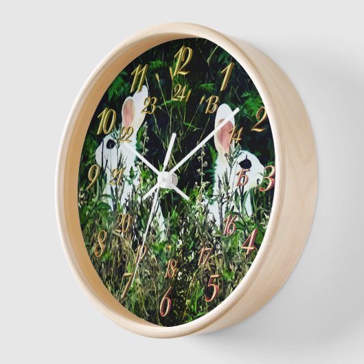 自然ウサギ 壁時計 (傾斜)