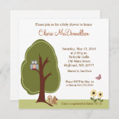 自然ウッドランド5x5ベビーシャワー招待状 招待状 (正面/裏面)