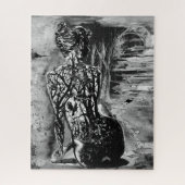 自然ウーマンジグソーパズル白黒絵画ズ ジグソーパズル (縦)