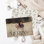 自然エレガントのモダンミニマル写真 シーズンカード<br><div class="desc">写真エレガント自然クモダンリーム水の色の植物性タイポグラフィメリークリスマスの休日フラットカード。</div>