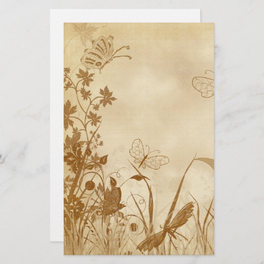 自然エレガントをテーマにしたヴィンテージ文房具(12) 便箋 (正面/裏面)