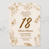 自然エレガントをテーマにした誕生日 招待状 (正面/裏面)