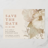 自然エレガントフローラ写真なし日付の保存実在 箔招待状 (正面)