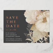 自然エレガントフローラ暗い写真以外の日付の保存 箔招待状 (正面)