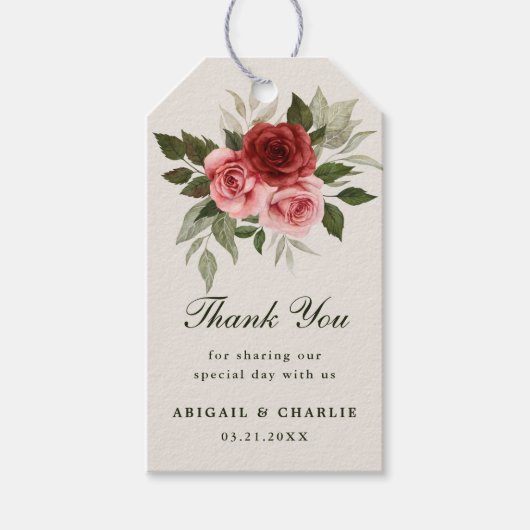 自然エレガントフローラ結婚の感謝 ギフトタグ (正面)