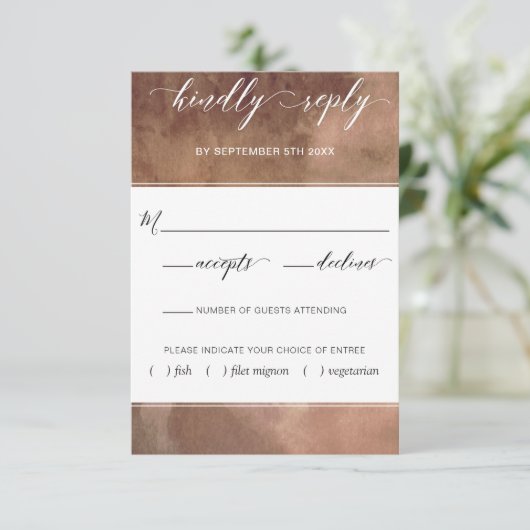 自然エレガント水の色を食事オプションで設定 出欠カード (スタンド正面)