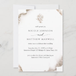 自然エレガント水色、フローラ結婚の 招待状