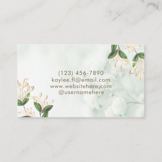 自然エレガント花白緑軟水色 名刺 (裏面)
