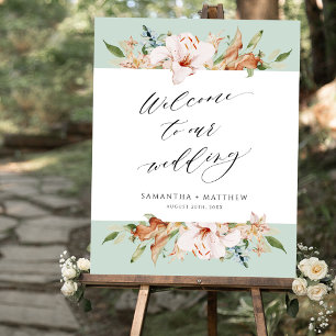 自然エレガント開花結婚Sage's Welcome Sign ポスター