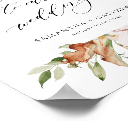 自然エレガント開花結婚Sage's Welcome Sign ポスター (角)