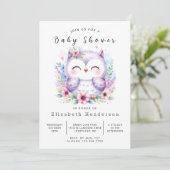 自然オンラインふくろうの赤ちゃんシャワー 招待状 (スタンド正面)