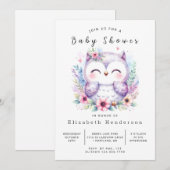 自然オンラインふくろうの赤ちゃんシャワー 招待状 (正面/裏面)