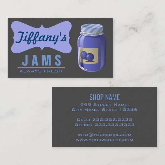 自然オーガニック性|ブルーベリージャム|手作りジャム 名刺 (正面/裏面)