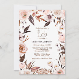 自然カスタム野草写真赤ちゃんシャワー 招待状