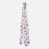 自然カラフル水色バタフライ模様 ネクタイ (裏面)