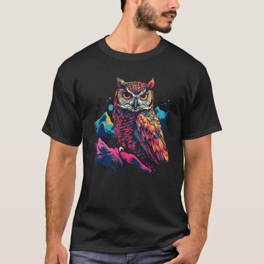 自然キャンピングフクロウ Tシャツ (正面)