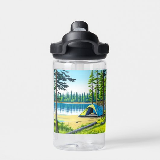 自然キャンプをテーマにした森のテント ウォーターボトル (背面)