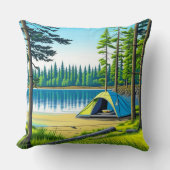自然キャンプをテーマにした森のテント クッション (正面)