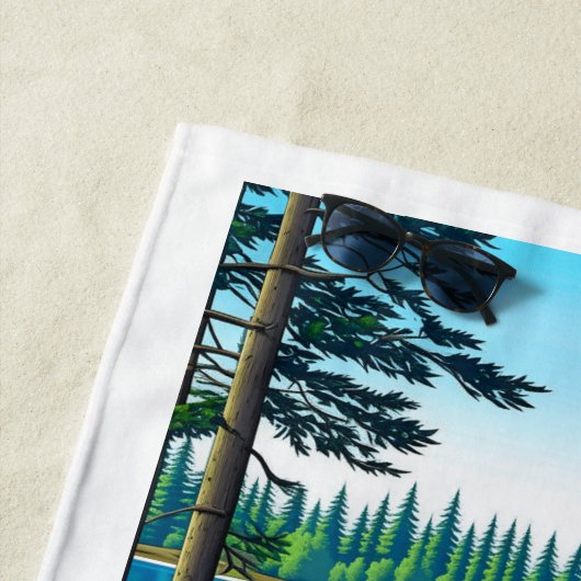 自然キャンプをテーマにした森のテント ビーチタオル (インサイチュ)