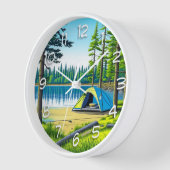 自然キャンプをテーマにした森のテント 壁時計 (傾斜)