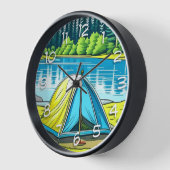 自然キャンプをテーマにした森のテント 壁時計 (傾斜)