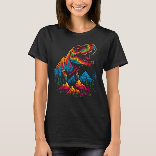 自然キャンプテーマ恐竜 Tシャツ (正面)