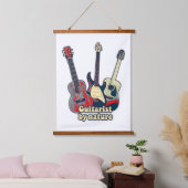 自然ギタリスト。ヴィンテージカラフルギター 吊り下げ型タペストリー (寝室)
