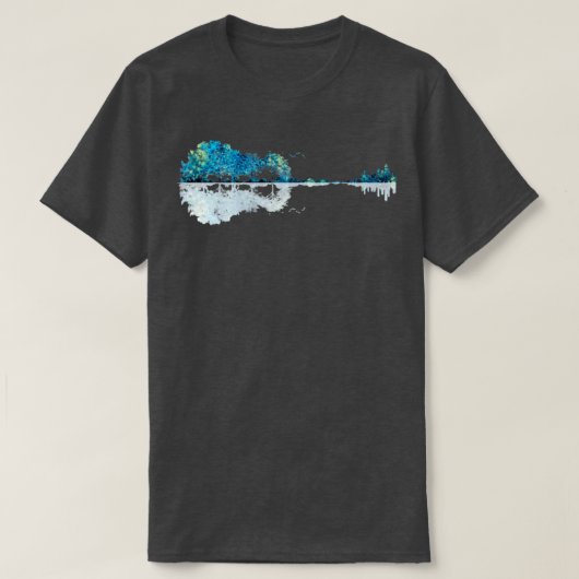 自然ギターウォーターカラーブルー Tシャツ (デザイン正面)