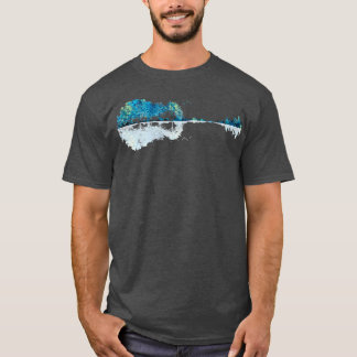 自然ギターウォーターカラーブルー Tシャツ