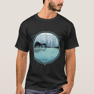 自然ギターフォレスト海幾何学的ブルース Tシャツ