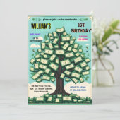 自然クールキャッシュのみマネーツリー13誕生日 招待状 (スタンド正面)