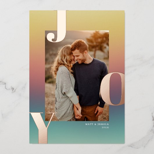 自然グラデモダンーションJOYクリスマスフォト 箔シーズンカード (正面)