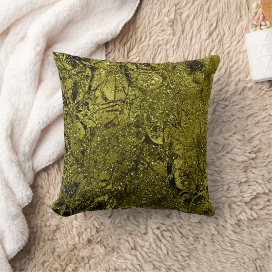 自然グリッタースパークリー抽象芸術シャルトリュースグリーン クッション (ブランケット)