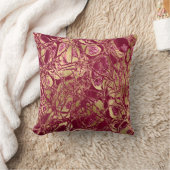 自然グリッター抽象芸術マルーンブラックレッドルビー金ゴールド クッション (ブランケット)